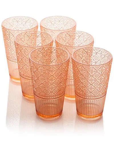 Certified International Set Of 6 Victoria 22oz Acrylic Ice Tea Glasses In Blush
