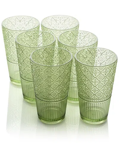 Certified International Set Of 6 Victoria 22oz Acrylic Ice Tea Glasses In Green