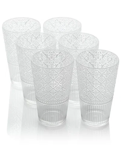 Certified International Set Of 6 Victoria 22oz Acrylic Ice Tea Glasses In Transparent