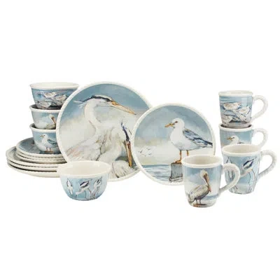 Certified International Shorebirds 16pc Dinnerware Set In Blue;gray