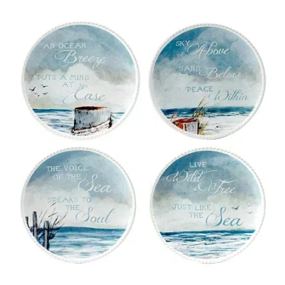 Certified International Shorebirds 4-pc. Earthenware Appetizer Plate In Blue