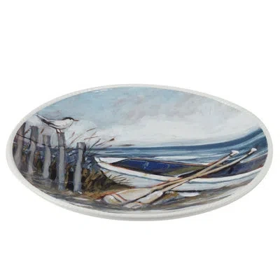 Certified International Shorebirds Round Platter In Blue;gray