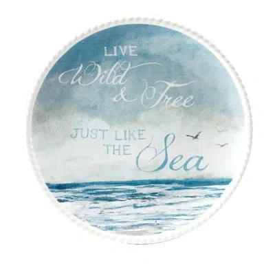 Certified International Shorebirds Set Of 4 Canape Plates In Blue;gray