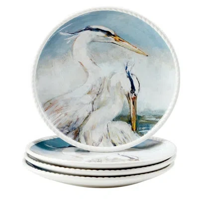 Certified International Shorebirds Set Of 4 Dinner Plate In Blue;gray