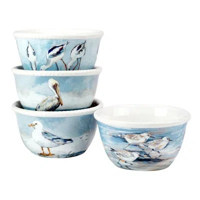 Certified International Shorebirds Set Of 4 Ice Cream Bowl In Multicolored