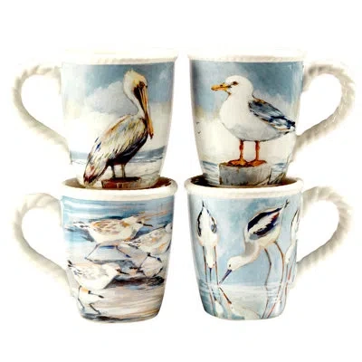 Certified International Shorebirds Set Of 4 Mug In Brown;white