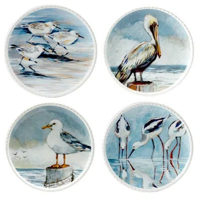 Certified International Shorebirds Set Of 4 Salad Plate In Blue;gray