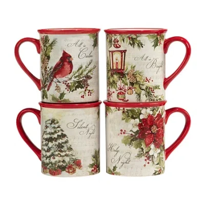 Certified International Silent Night 4-pc. Coffee Mug In White