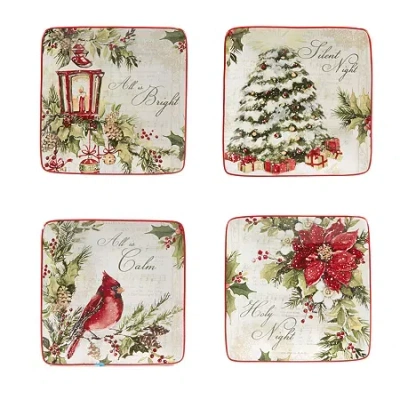 Certified International Silent Night 4-pc. Earthenware Appetizer Plate In White