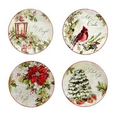 Certified International Silent Night 4-pc. Earthenware Dessert Plate In White