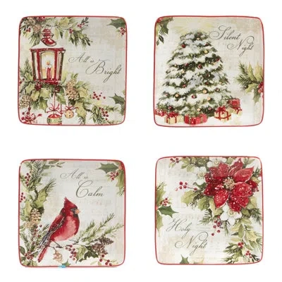 CERTIFIED INTERNATIONAL SILENT NIGHT SET OF 4 CANAPE PLATES