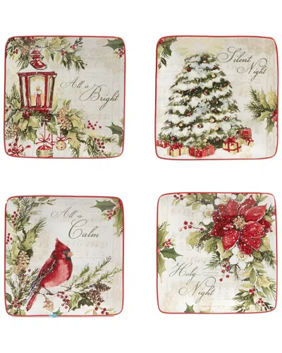 CERTIFIED INTERNATIONAL CERTIFIED INTERNATIONAL SILENT NIGHT SET OF 4 CANAPE PLATES