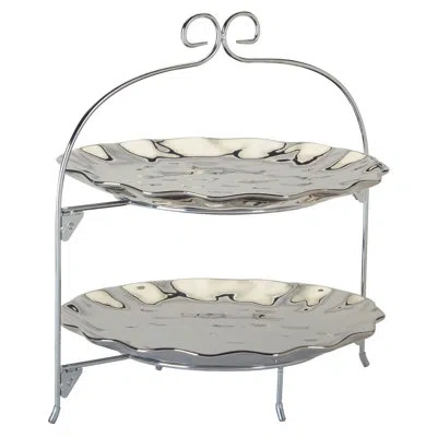 Certified International Silver Coast 2 Tier Rack With 11in Plates