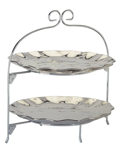 Certified International Silver Coast 2-tier Rack With 11in Plates In Miscellaneous