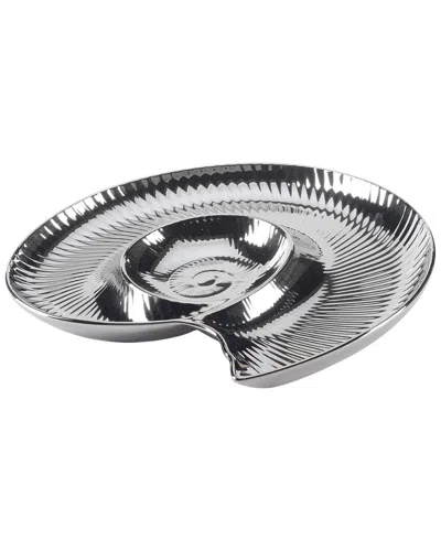 Certified International Silver Coast 3d Nautilus Chip & Dip In Gray