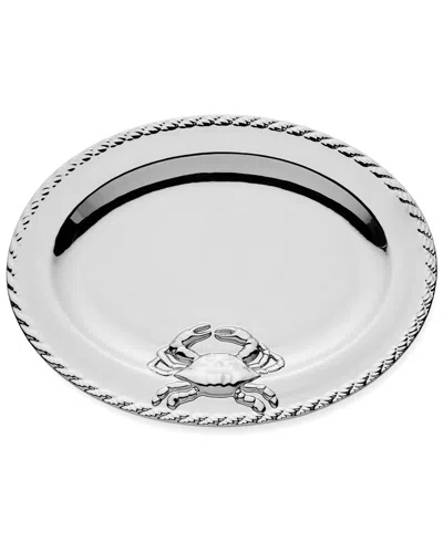 Certified International Silver Plated Crab Oval Platter In Gray