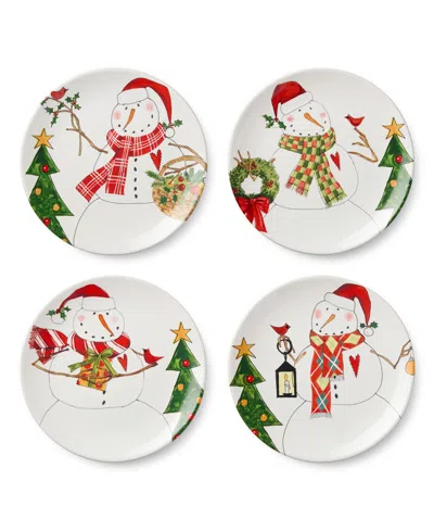 Certified International Snowman Delight Set Of 4 Dinner Plates In Multi