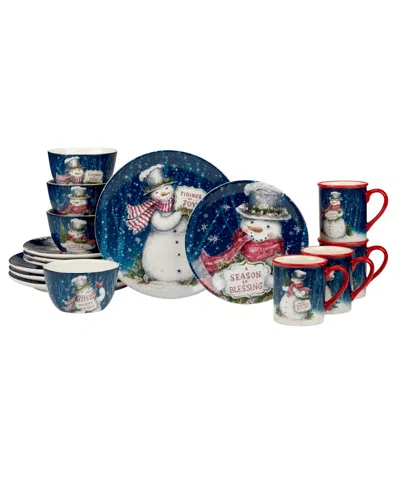 CERTIFIED INTERNATIONAL SNOWMAN GREETINGS 16 PC. DINNERWARE SET, SERVICE FOR 4