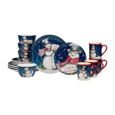 Certified International Snowman Greetings 16-pc. Earthenware Dinnerware Set In Blue