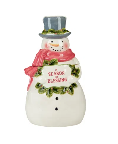 Certified International Snowman Greetings 3d Santa Cookie Jar In Multi