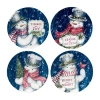 Certified International Snowman Greetings 4-pc. Earthenware Dessert Plate In Blue