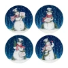 Certified International Snowman Greetings 4-pc. Earthenware Dinner Plate In Blue