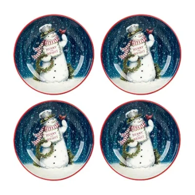 Certified International Snowman Greetings 4-pc. Earthenware Soup Bowl In Multi