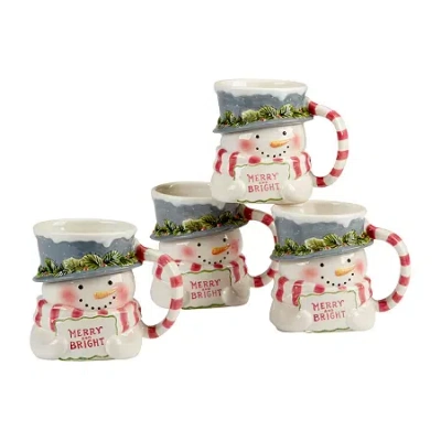 Certified International Snowman Greetings 4-pc. Holiday Coffee Mug In Blue