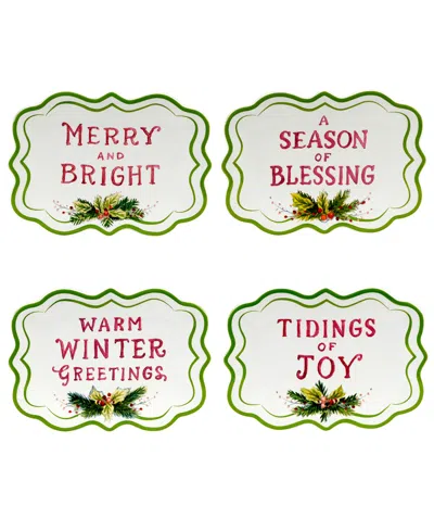 Certified International Snowman Greetings Canape Plates, Set Of 4 In Multi