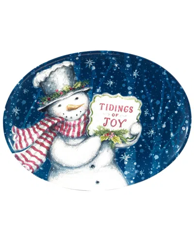 Certified International Snowman Greetings Oval Serving Platter In Multi