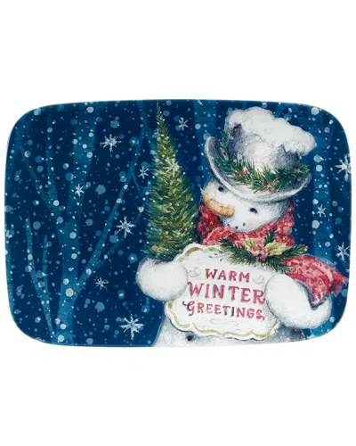 CERTIFIED INTERNATIONAL CERTIFIED INTERNATIONAL SNOWMAN GREETINGS RECTANGULAR PLATTER