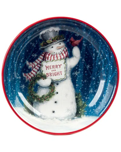 Certified International Snowman Greetings Serving/pasta Bowl In Multi