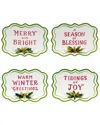 Certified International Snowman Greetings Canape Plates, Set Of 4