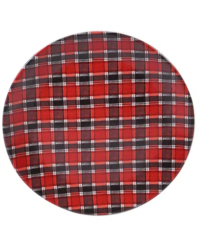 Certified International Snowmans Scarf Plaid Round Plate