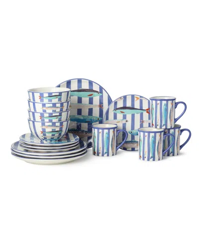 Certified International Something Fish 16-pc. Dinnerware Set, Service For 4 In Blue