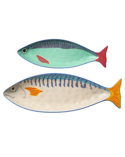 Certified International Something Fishy 3d 2pc Fish Platter Set In Multi