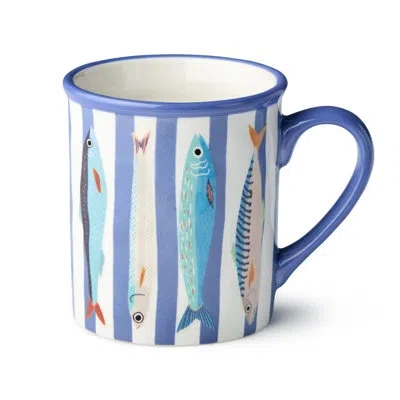 Certified International Something Fishy Ceramic Mug Set Of 4, 16 oz Coastal Drinkware Featuring Colorful Fish Illustrations  In Multicolored