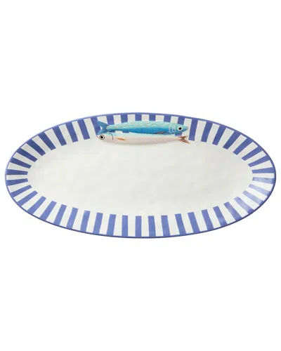 Certified International Something Fishy Fish Platter In Blue