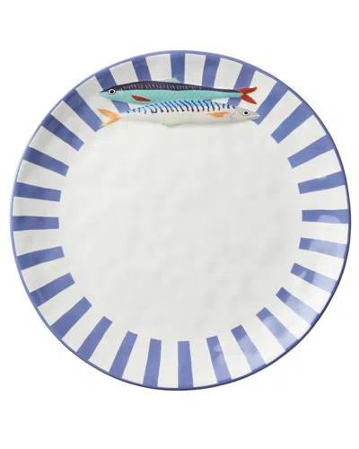 Certified International Something Fishy Round Platter In Blue