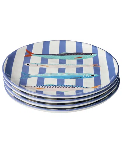 Certified International Something Fishy Set Of 4 Dinner Plates In Multi