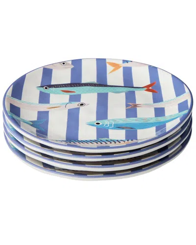 Certified International Something Fishy Set Of 4 Salad Plates In Multi