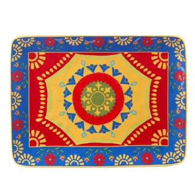 Certified International Spice Love Rectangular Platter In Blue;red;yellow