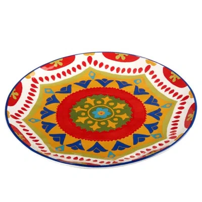 Certified International Spice Love Round Platter In Blue;red;yellow
