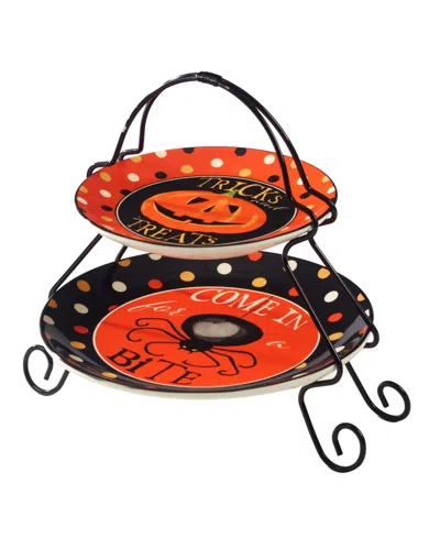 Certified International Spooky Halloween 2-tier Server In Orange