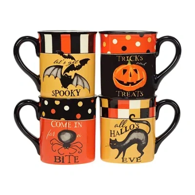 Certified International Spooky Halloween 4-pc. Holiday Coffee Mug In Multi