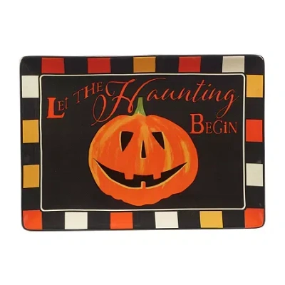 Certified International Spooky Halloween Serving Platter In Black