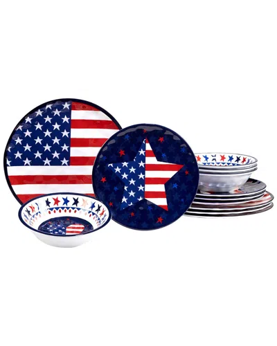 Certified International Stars And Stripes 12pc Melamine Dinnerware Set In Red