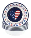 Certified International Stars And Stripes Melamine All Purpose Bowls (set Of 6) In Red