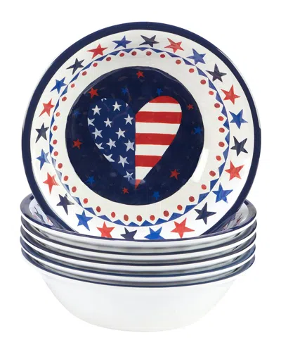 Certified International Stars And Stripes Melamine All Purpose Bowls (set Of 6) In Red