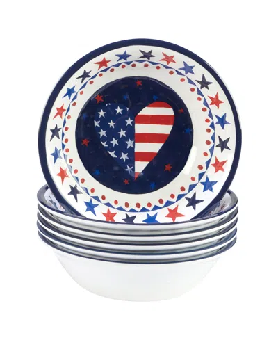 Certified International Stars And Stripes Melamine Bowl Set, 6 Piece In Red